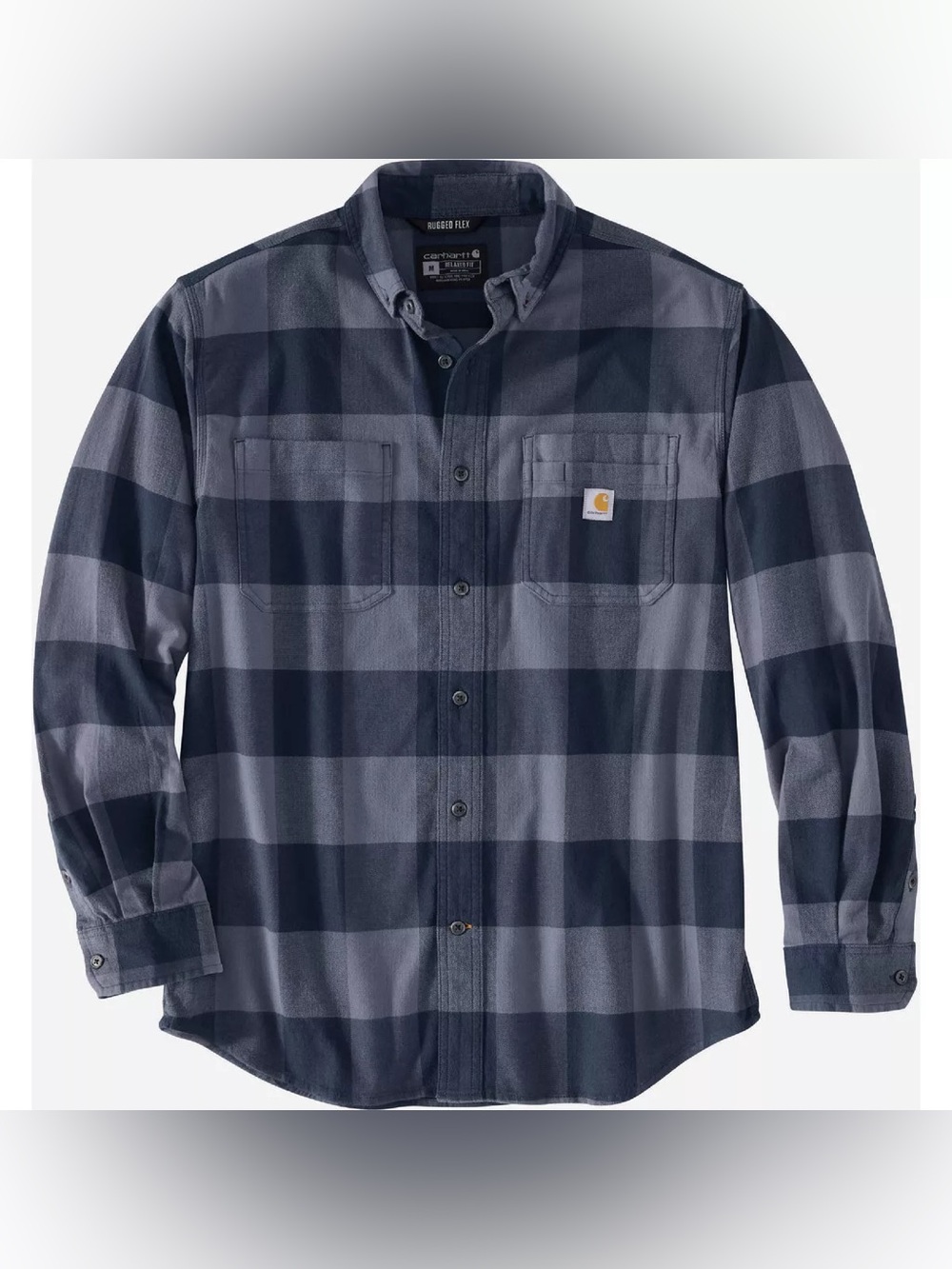 Carhartt Men's Navy Plaid Rugged Flex Button-Down Shirt